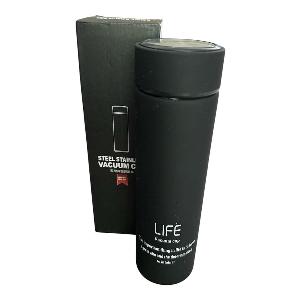 NEW LIFE Stainless Steel Vacuum Cup Water Bottle Insulated Tea Strainer Black